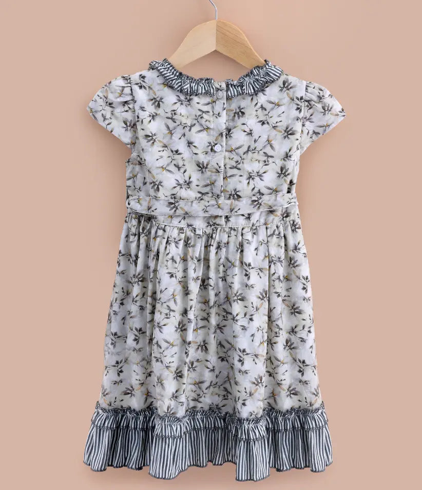 baby girls floral ruffle cotton dress#color_off-white