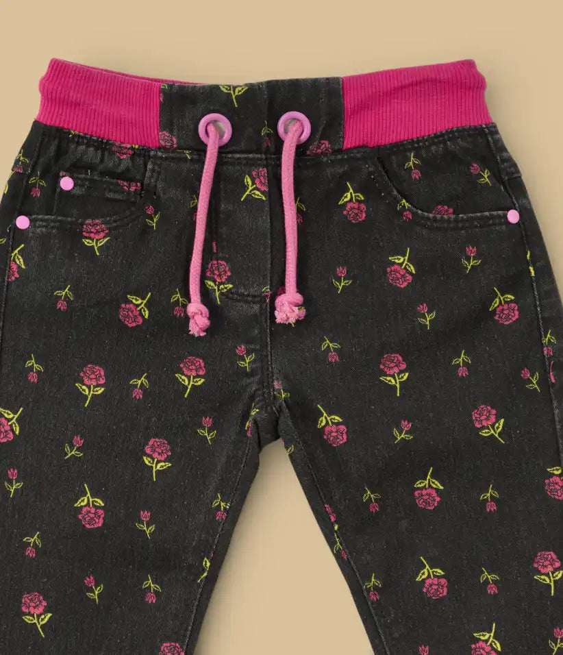 baby girls ditsy floral pull-on jeans 6-36 months