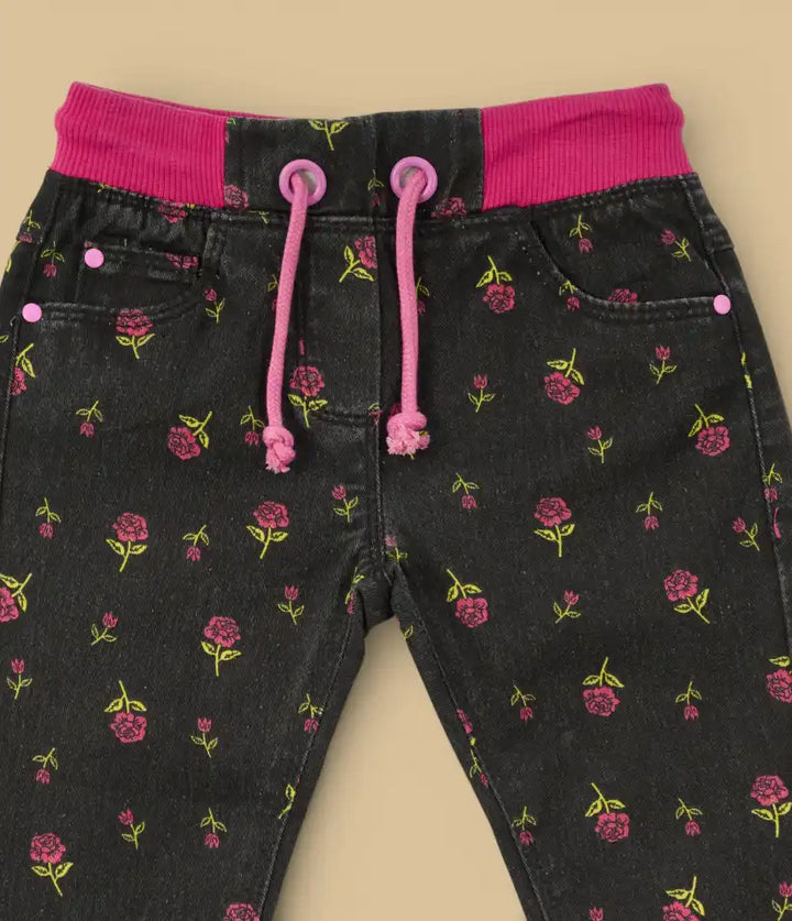 baby girls ditsy floral pull-on jeans 6-36 months