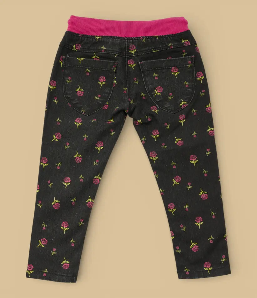 baby girls ditsy floral pull-on jeans 6-36 months back view