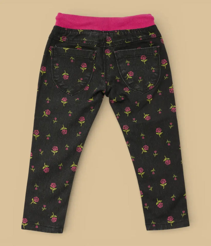 baby girls ditsy floral pull-on jeans 6-36 months back view
