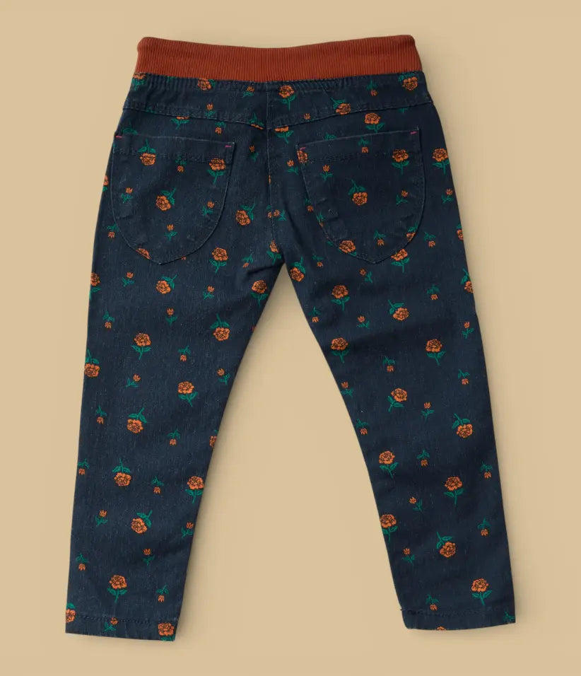 baby girls ditsy floral pull-on jeans 6-36 months back view