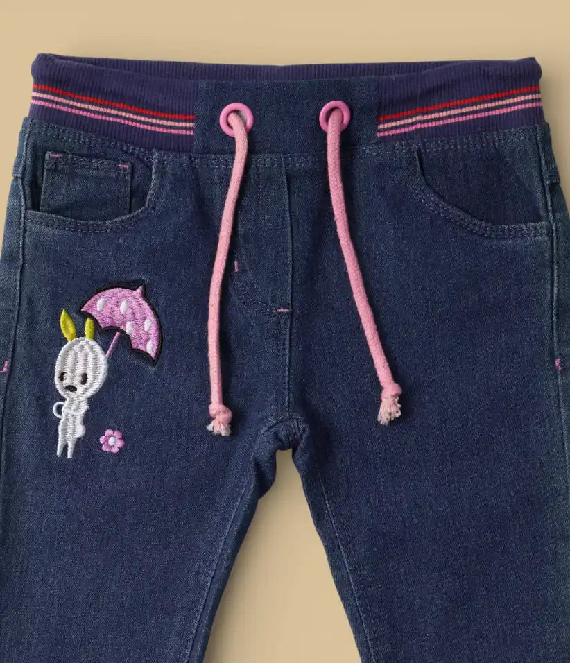 baby girls embroidered pull-on pants 6-36 months