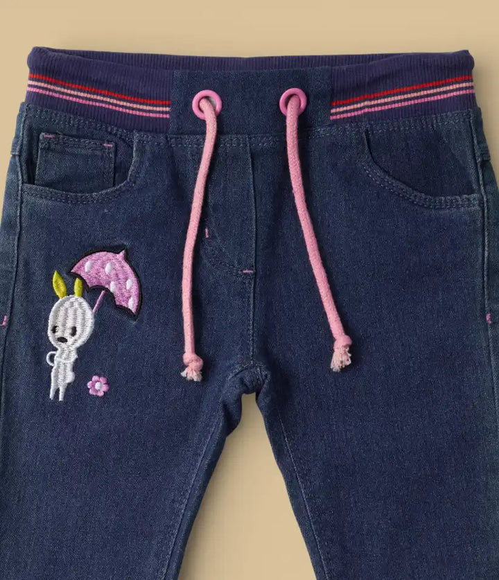 baby girls embroidered pull-on pants 6-36 months