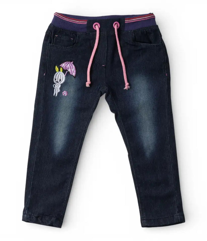 baby girls embroidered pull-on pants 6-36 months front view