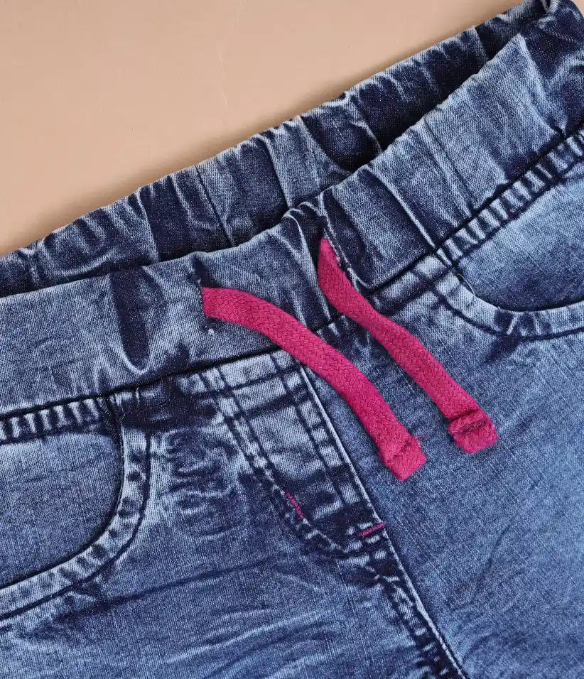 baby girls pull-on drawstring denim shorts