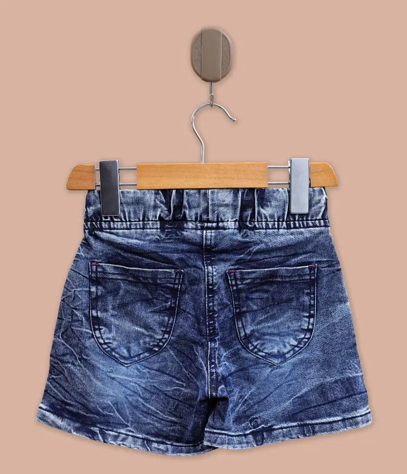 baby girls pull-on drawstring denim shorts back view
