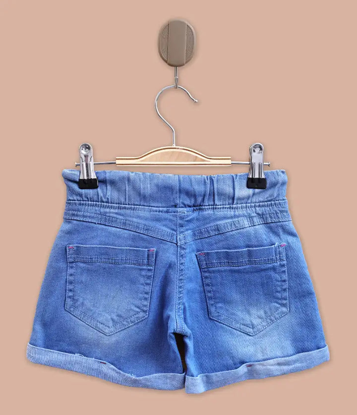 baby girls pull-on drawstring denim shorts