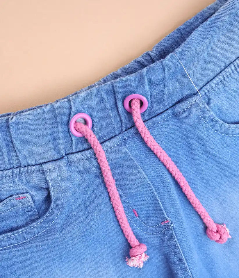 baby girls pull-on drawstring denim shorts