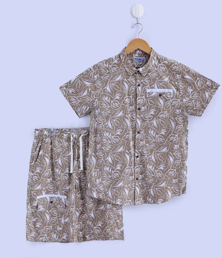 boys cotton hawaiian shirt and shorts set 9-16 years