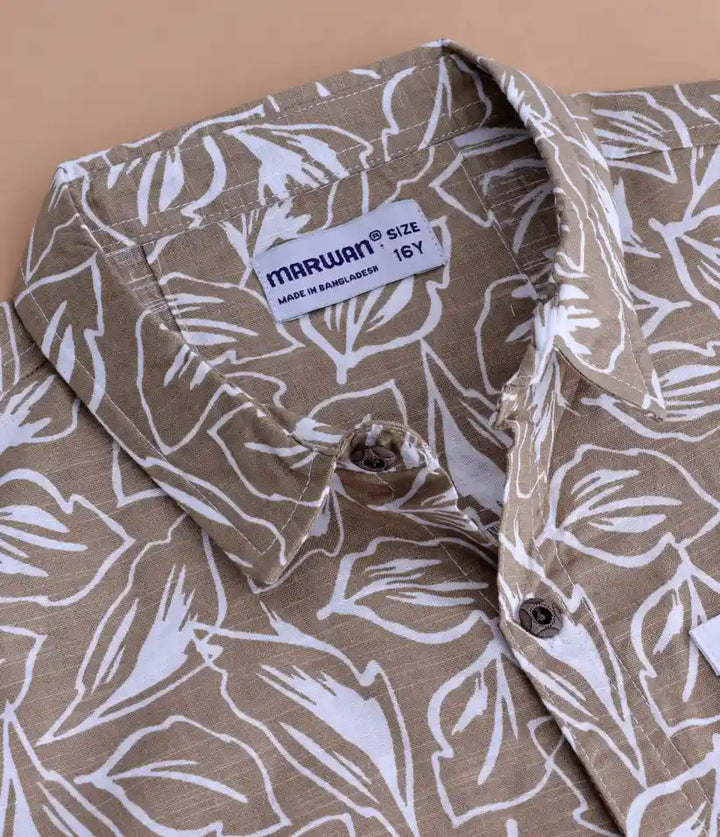 boys cotton hawaiian shirt and shorts set 9-16 years collar