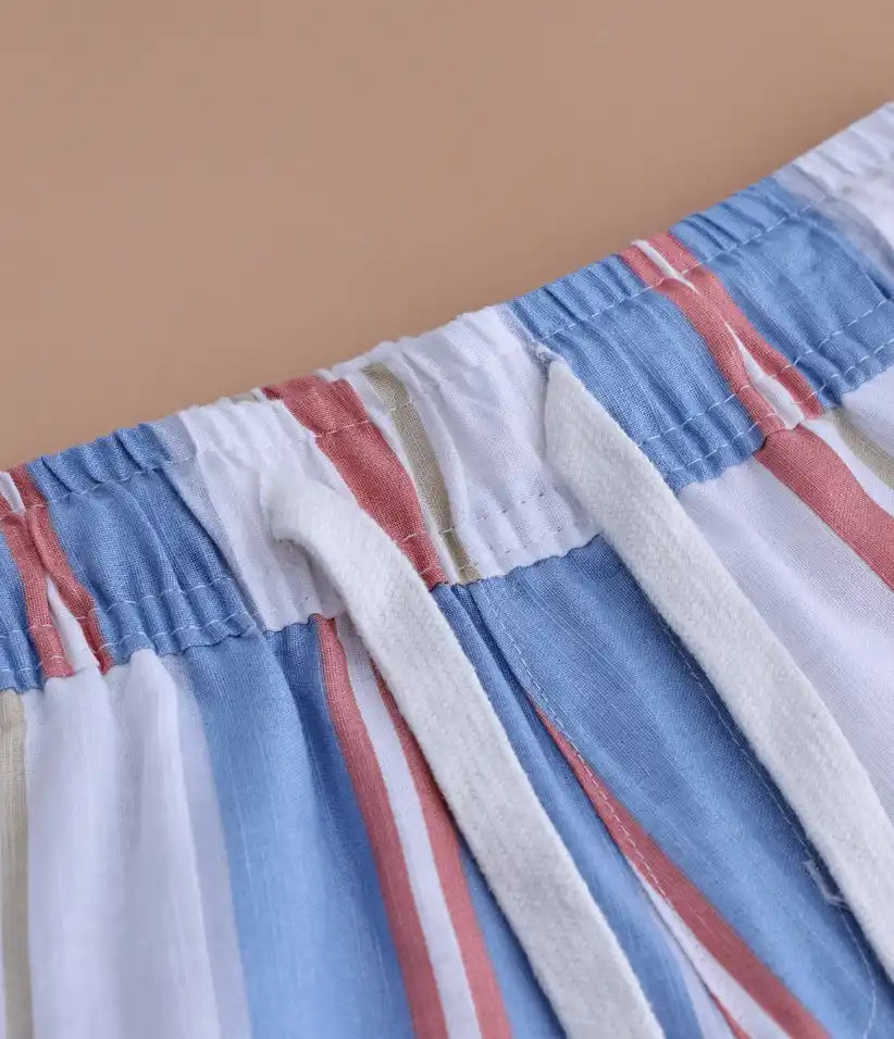 baby boys striped cotton co-ord set 6-36 months shorts view