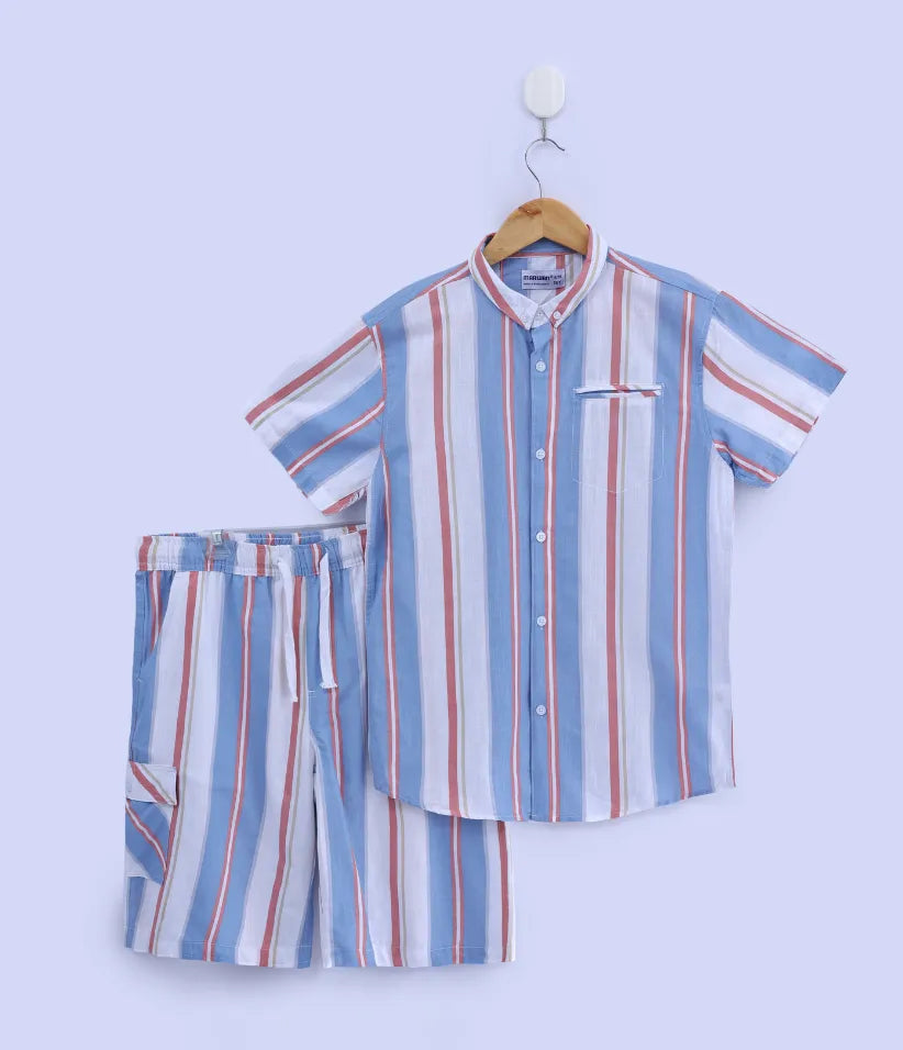 boys striped cotton co-ord set 9-16 years