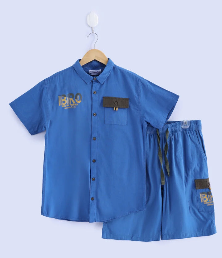 boys blue cotton co ord set 9-16 years
