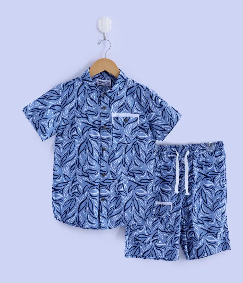 boys cotton hawaiian shirt and shorts set 3-8 years