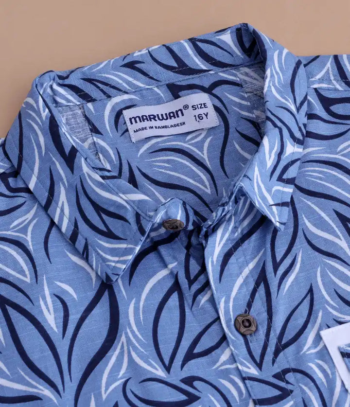 boys cotton hawaiian shirt and shorts set 9-16 years collar