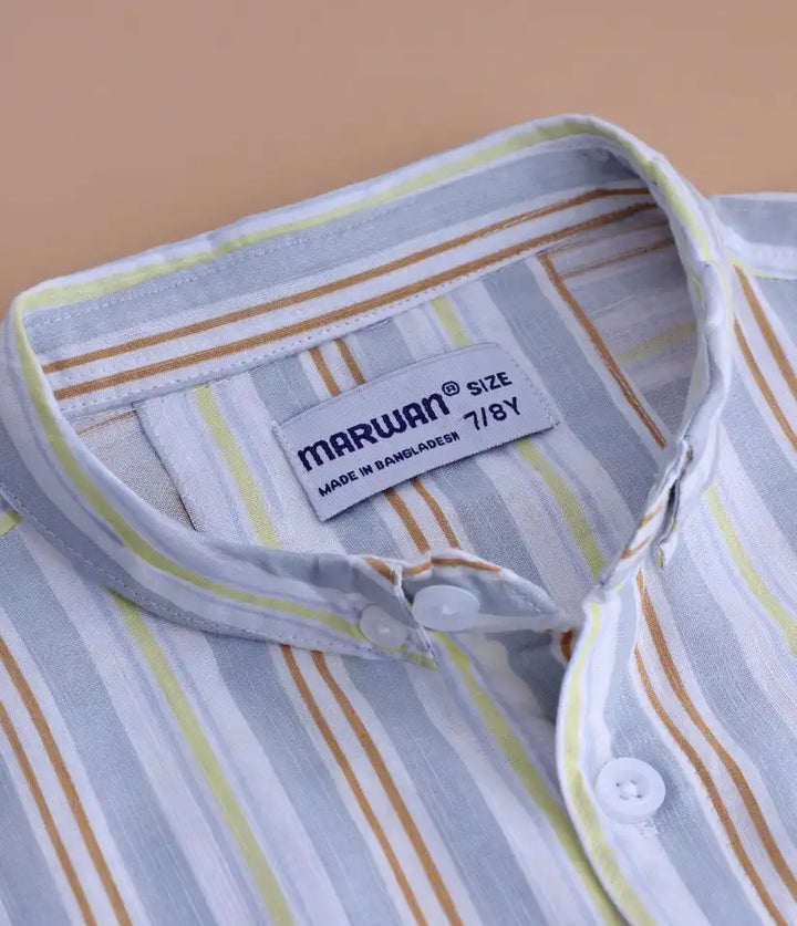 boys striped cotton co-ord set 3-8 years shirt view