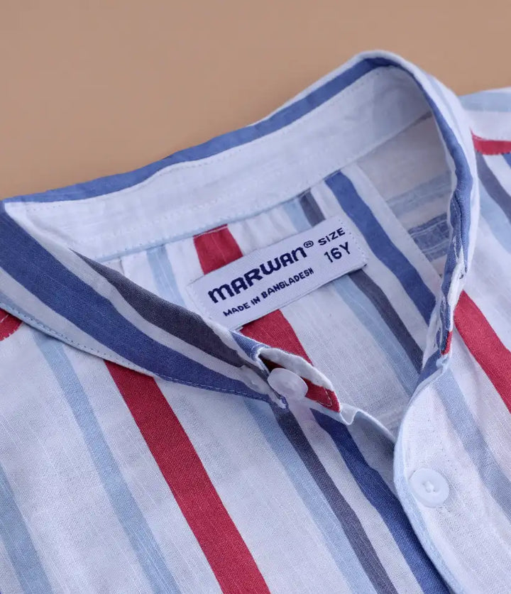 boys striped cotton co-ord set 9-16 years shirt view