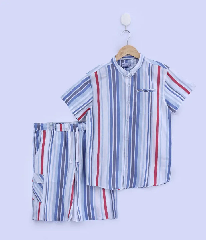 boys striped cotton co-ord set 9-16 years