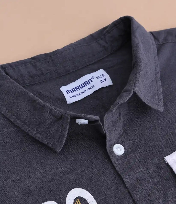boys charcoal black cotton co ord set 9-16 years shirt