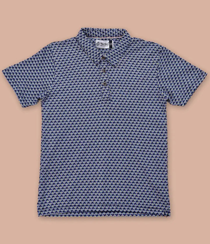 boys geometric print polo t-shirt front view