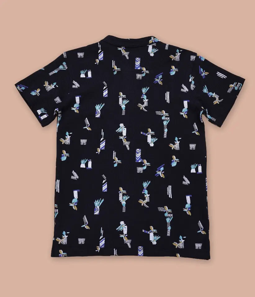 boys patterned polo t-shirt back view