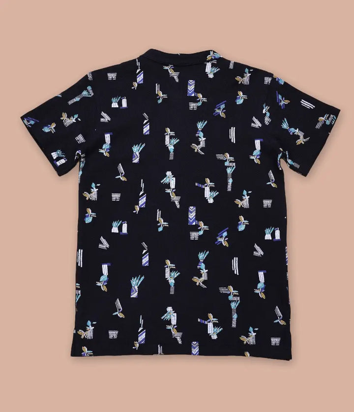 boys patterned polo t-shirt back view