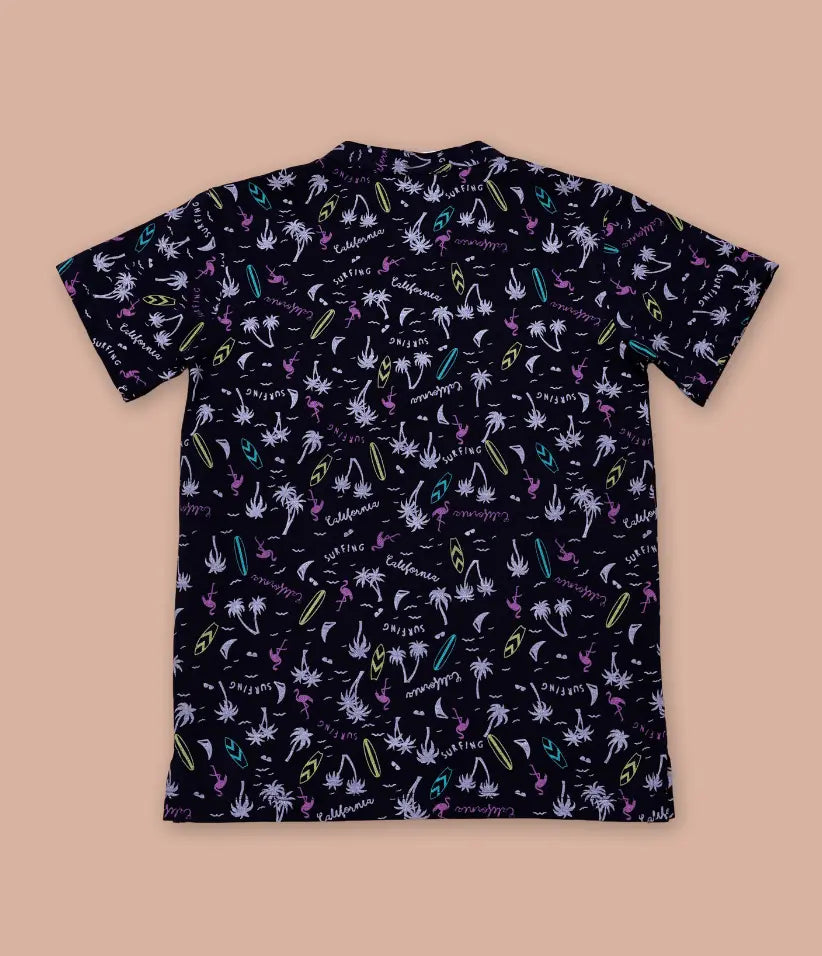 boys tropical polo t-shirt back view