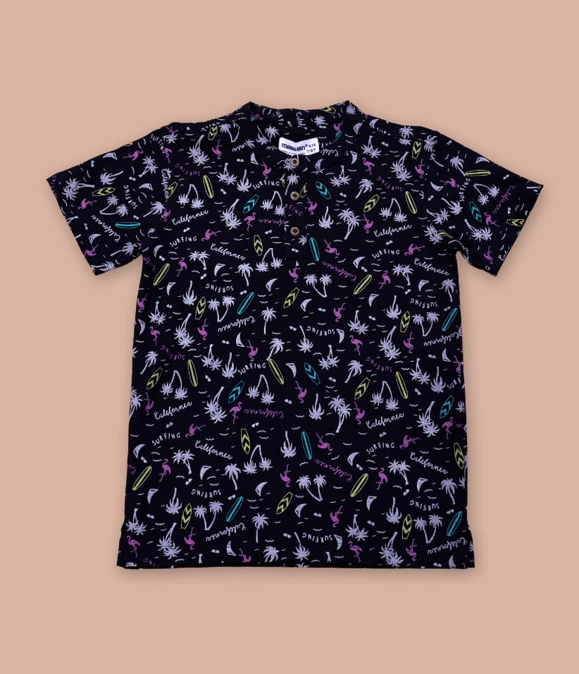 boys tropical polo t-shirt back view