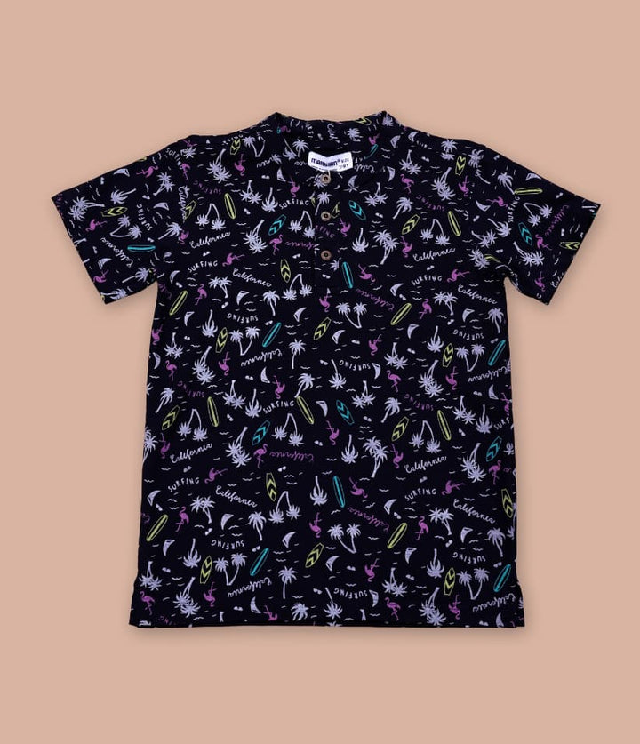 boys tropical polo t-shirt back view