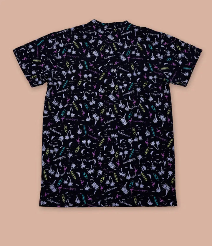boys tropical polo t-shirt back view