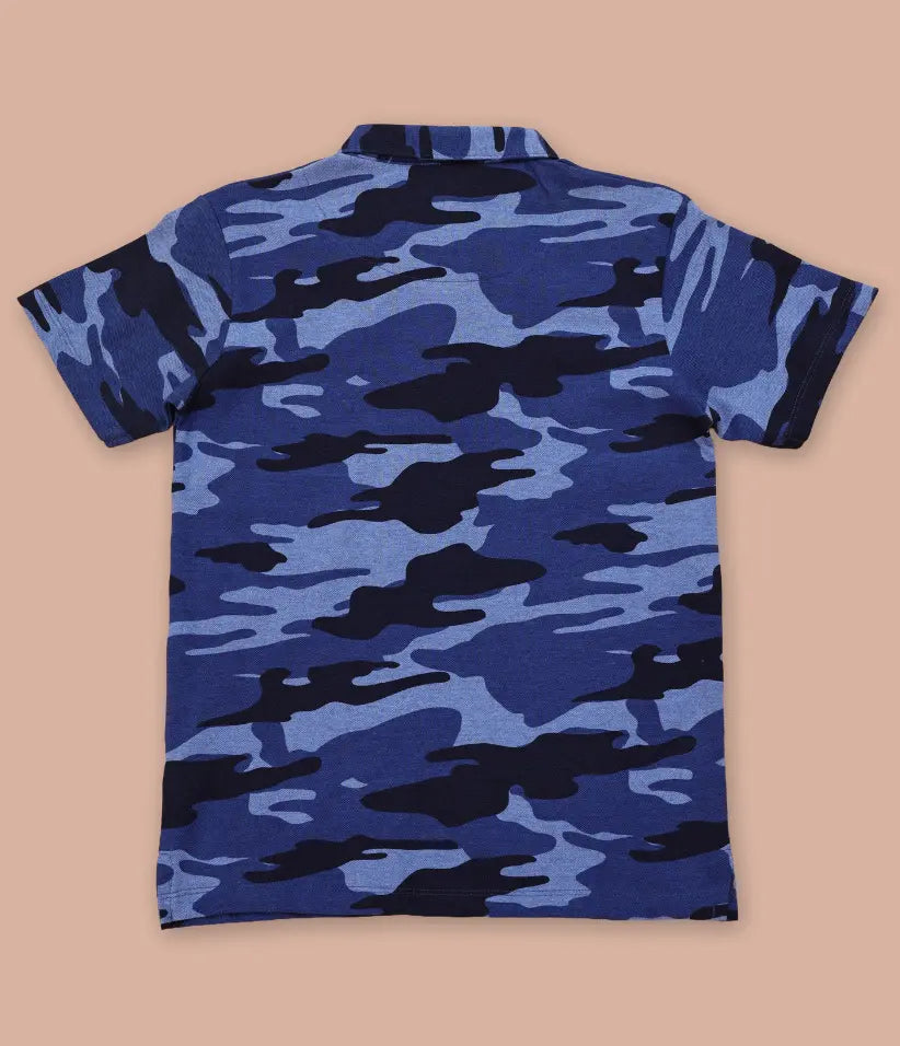 boys camo polo t-shirt back view