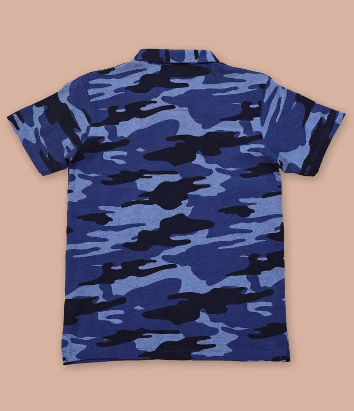 boys camo polo t-shirt back view