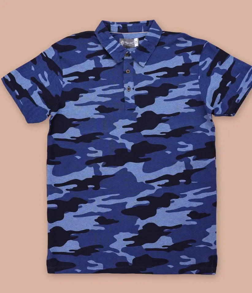 boys camo polo t-shirt front view
