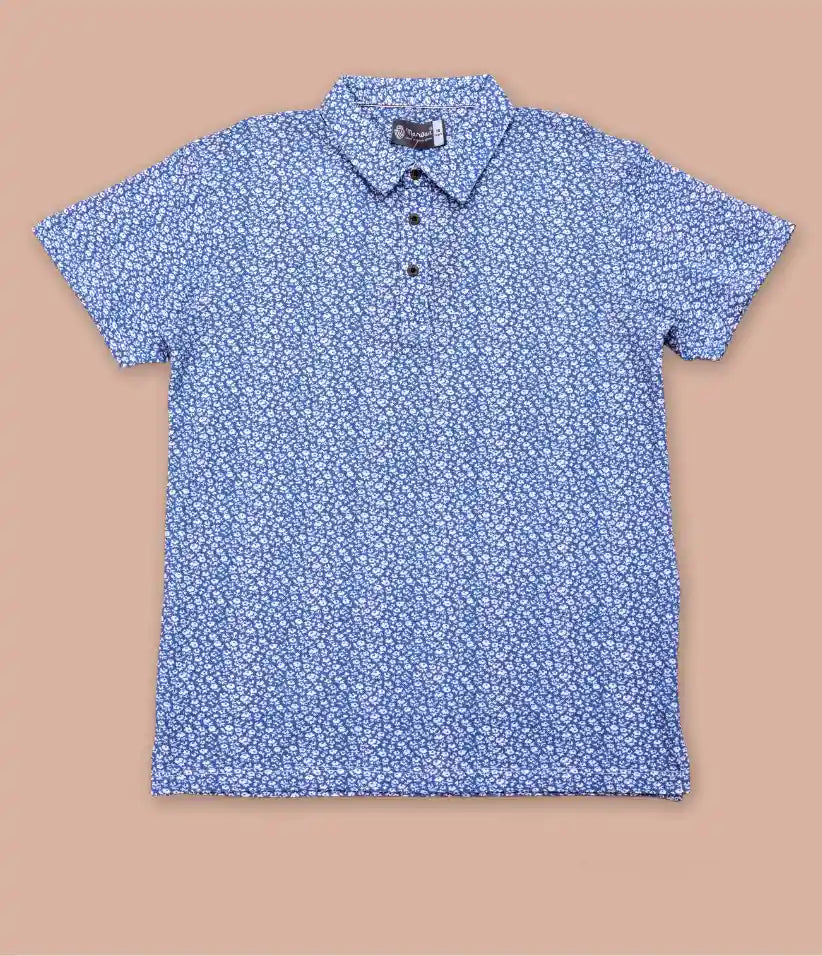 boys floral polo t-shirt front view