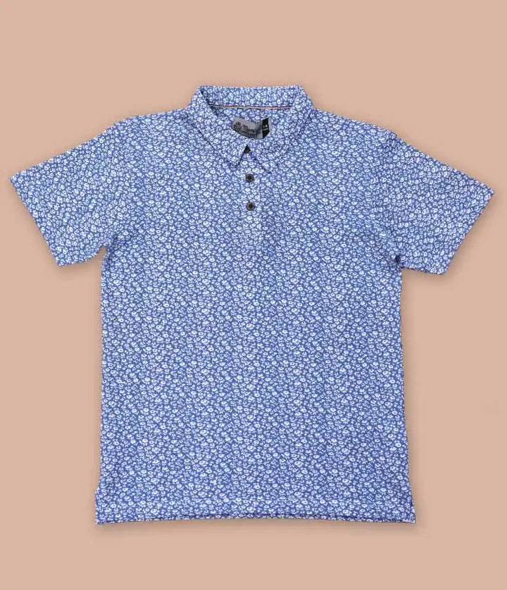 boys floral polo t-shirt front view