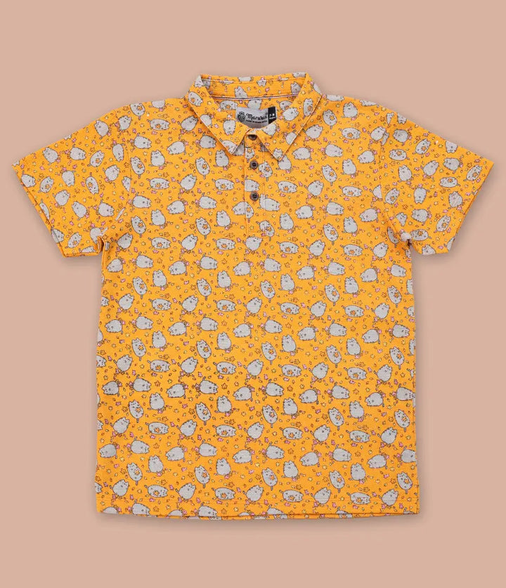boys classic printed polo t-shirt front view