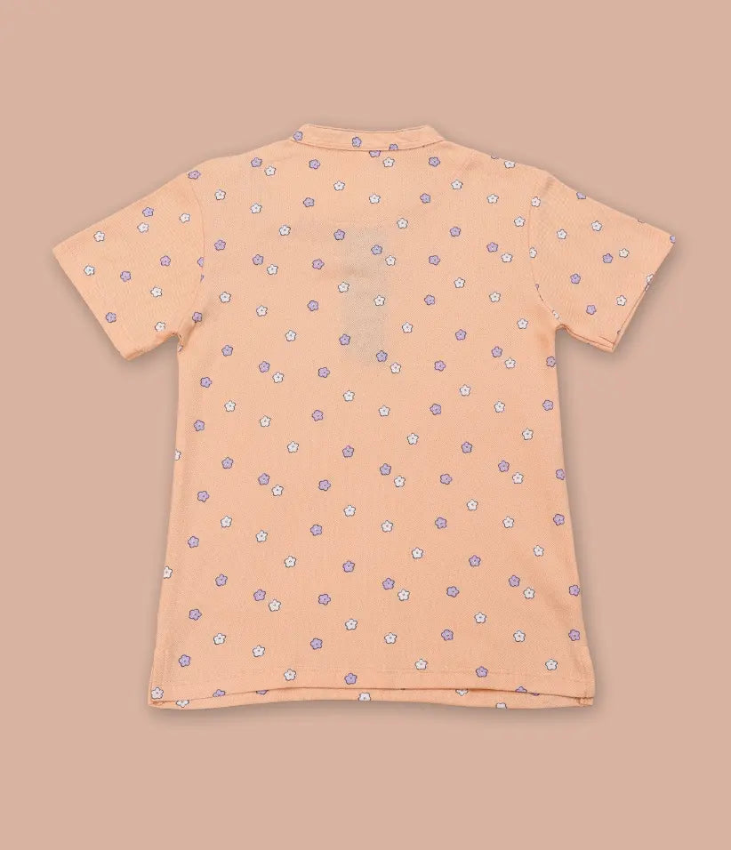 boys floral polo t-shirt back view