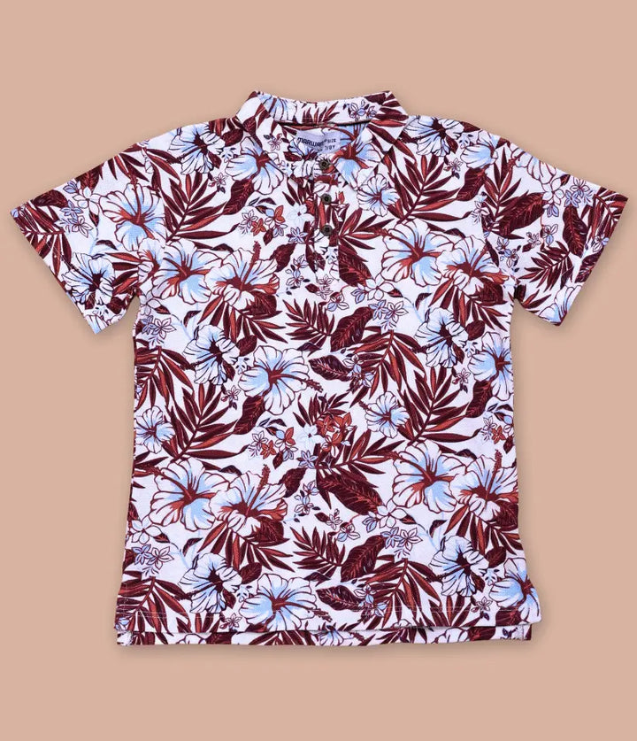 boys floral polo t-shirt