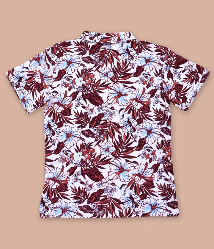 boys floral polo t-shirt back view