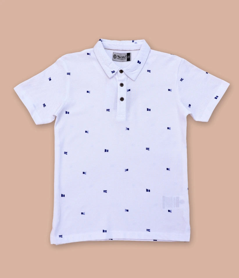 boys printed polo t-shirt front view