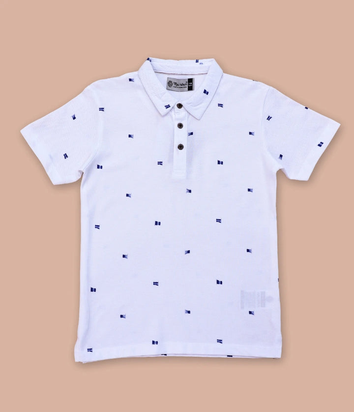 boys printed polo t-shirt front view