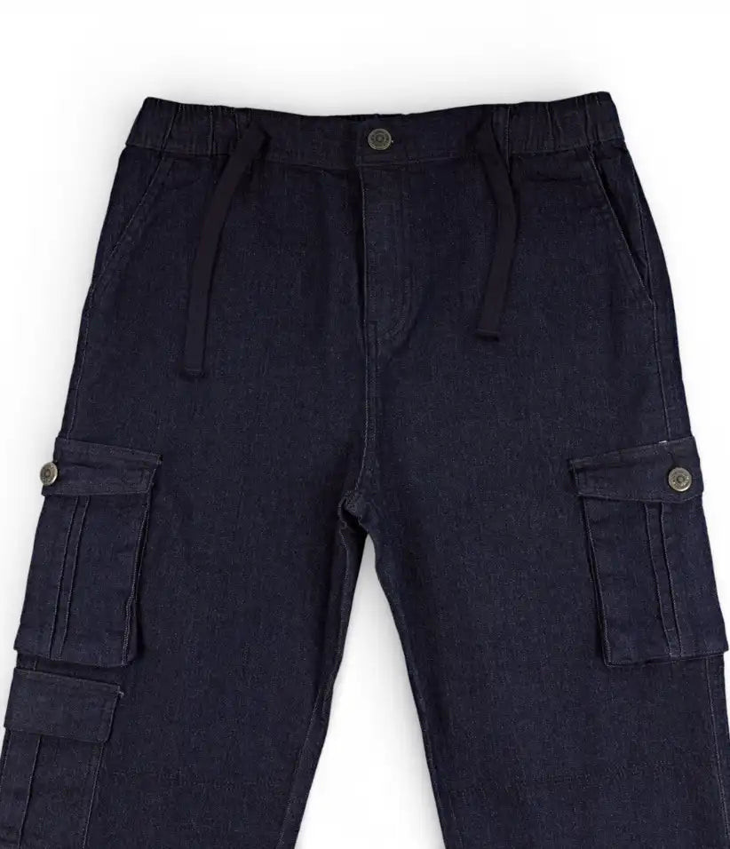 Boys dark blue cargo jeans, 3-8 years