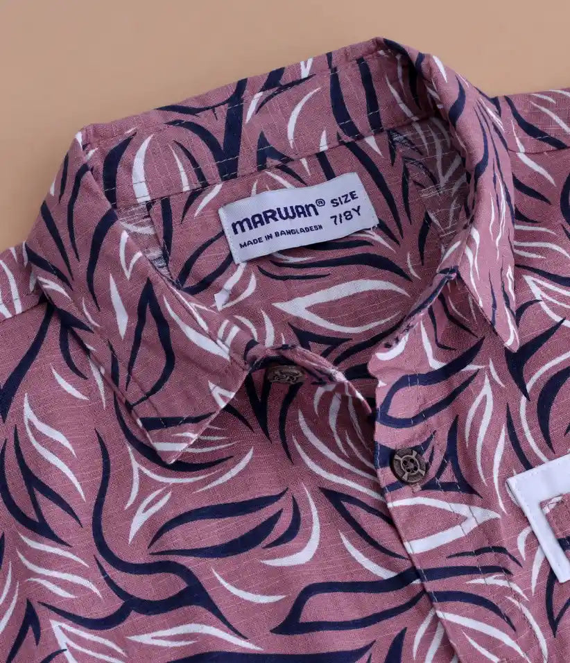 boys cotton hawaiian shirt and shorts set 3-8 years shirt view