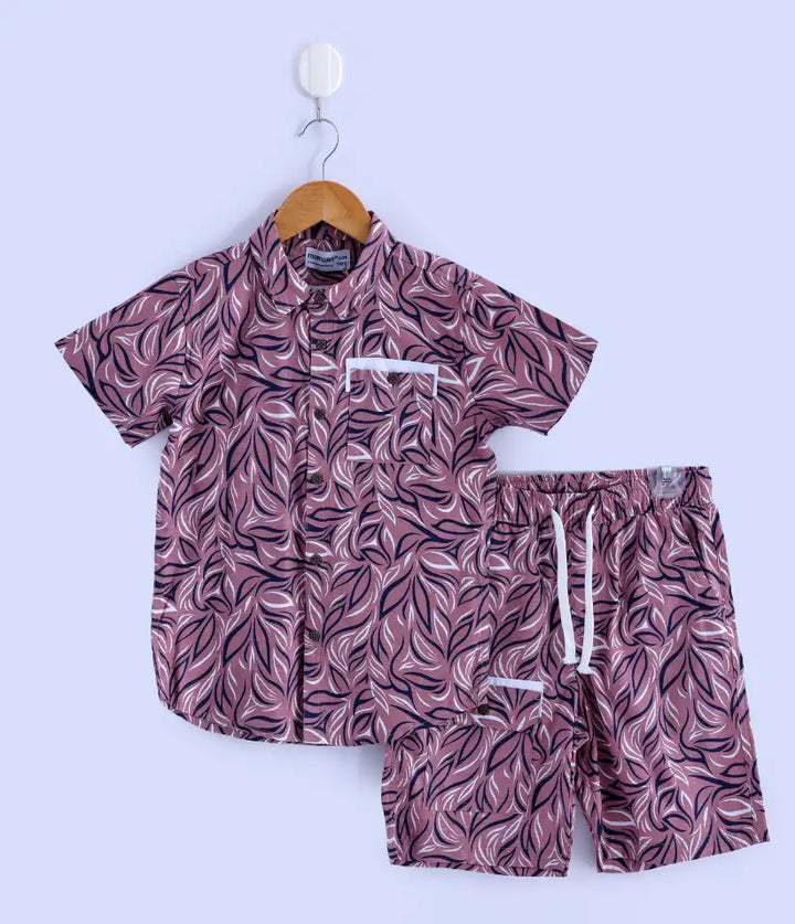 boys cotton hawaiian shirt and shorts set 3-8 years