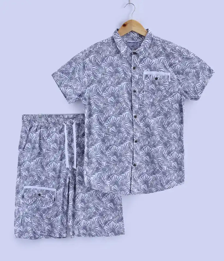 boys cotton hawaiian shirt and shorts set 9-16 years