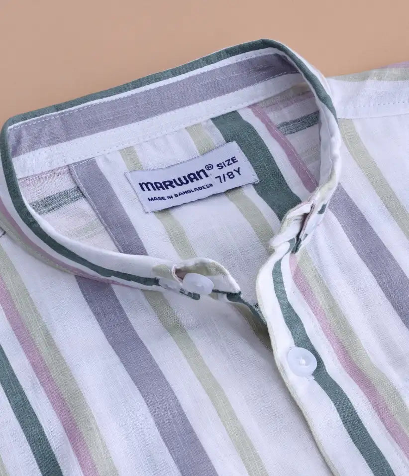 boys striped cotton co-ord set 3-8 years shirt view