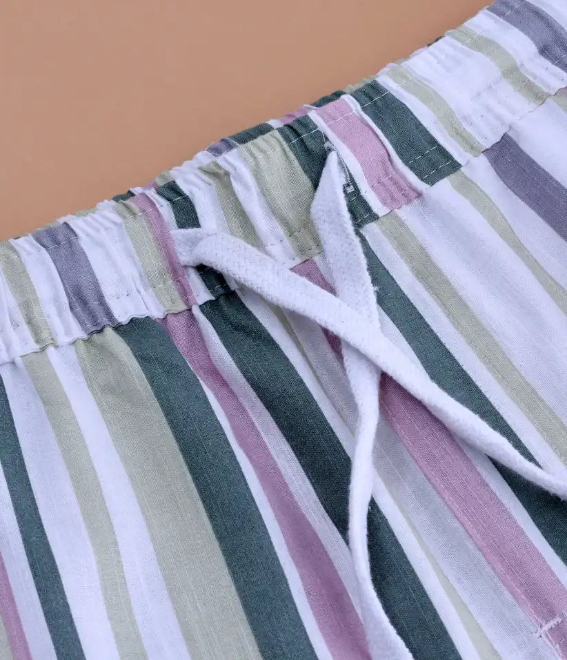 boys striped cotton co-ord set 9-16 years shorts view