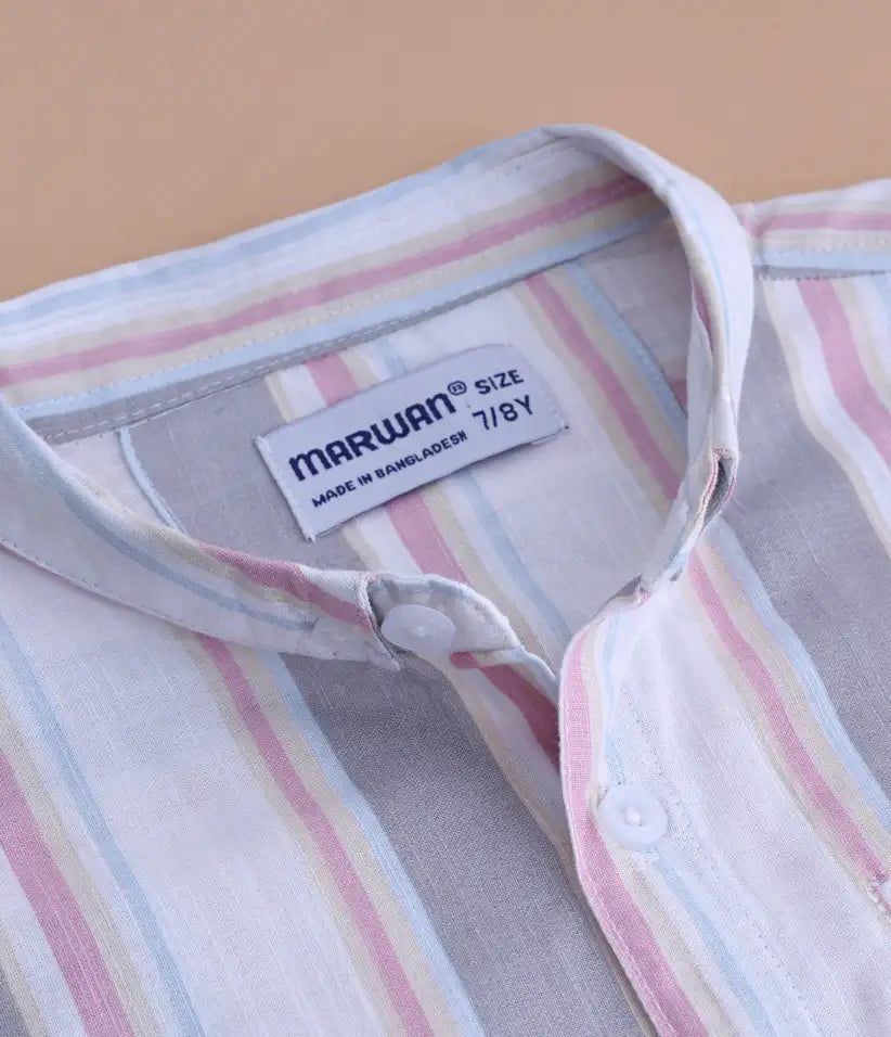 boys striped cotton co-ord set 3-8 years shirt view