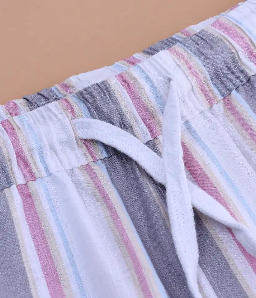 boys striped cotton co-ord set 9-16 years shorts view